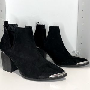 Black Mossimo Booties • Size 10 • USED • Chrome Detailing • Block Heel